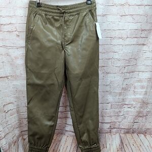 DollHouse Olive Green Jogger Pants Faux Leather Medium Nwt
